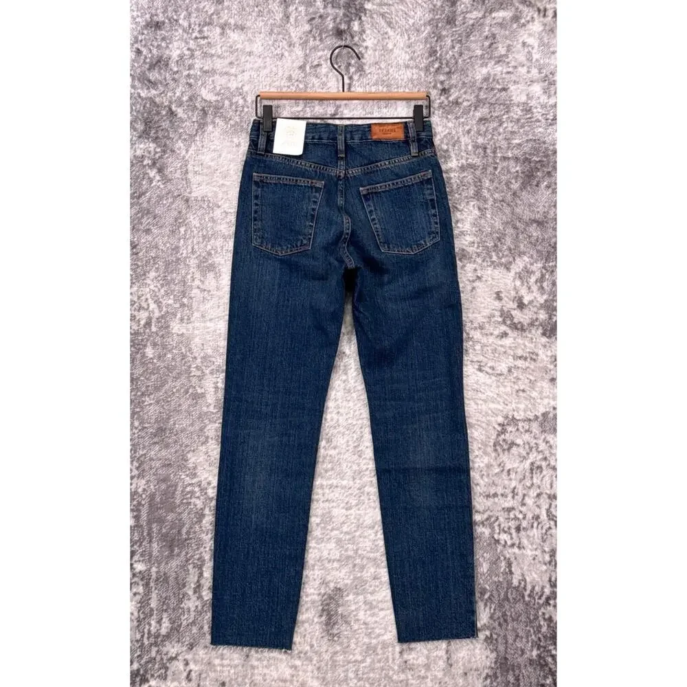 New Sezane Jeans 25 Womens Mid Rise Ankle Skinny Leg Raw Hem Medium Wash